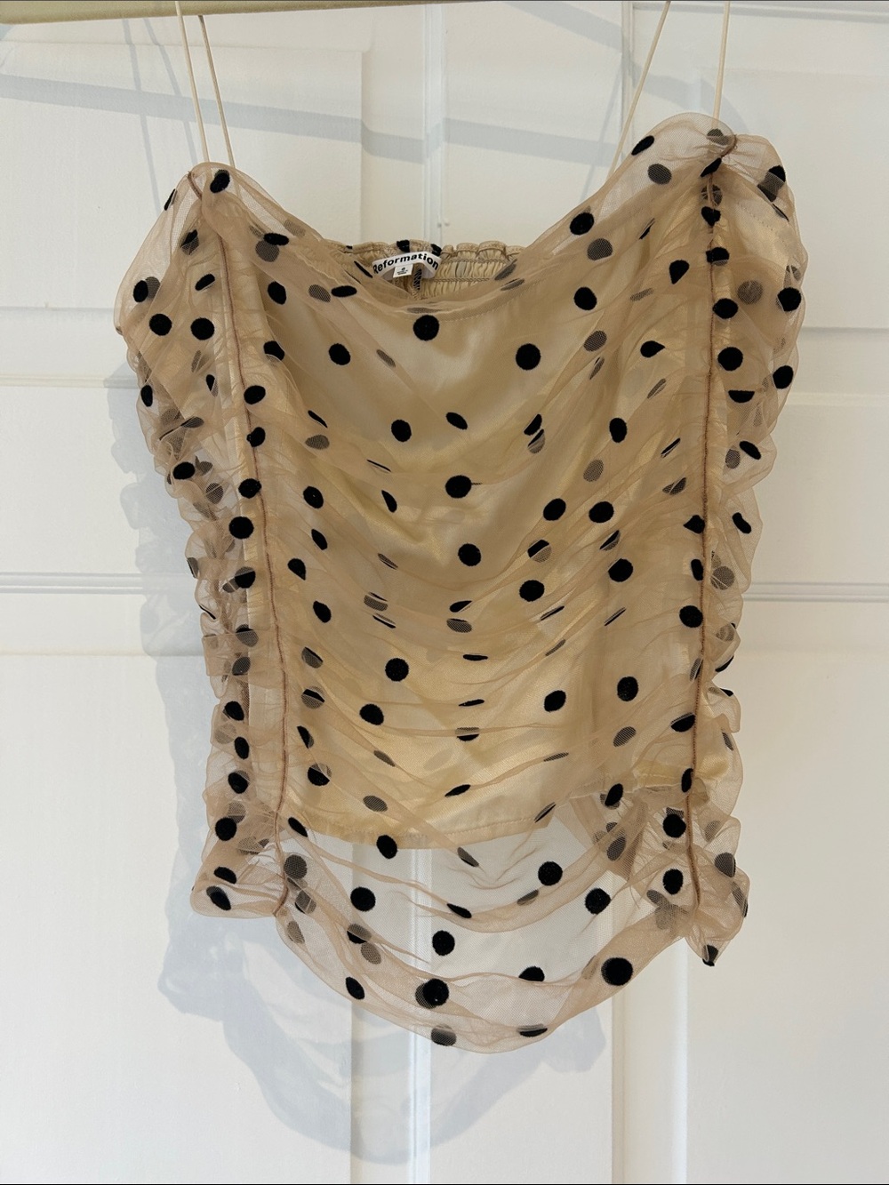 Reformation Beige Sheer Polka Dot Cowl Cami - Picture 4 of 6
